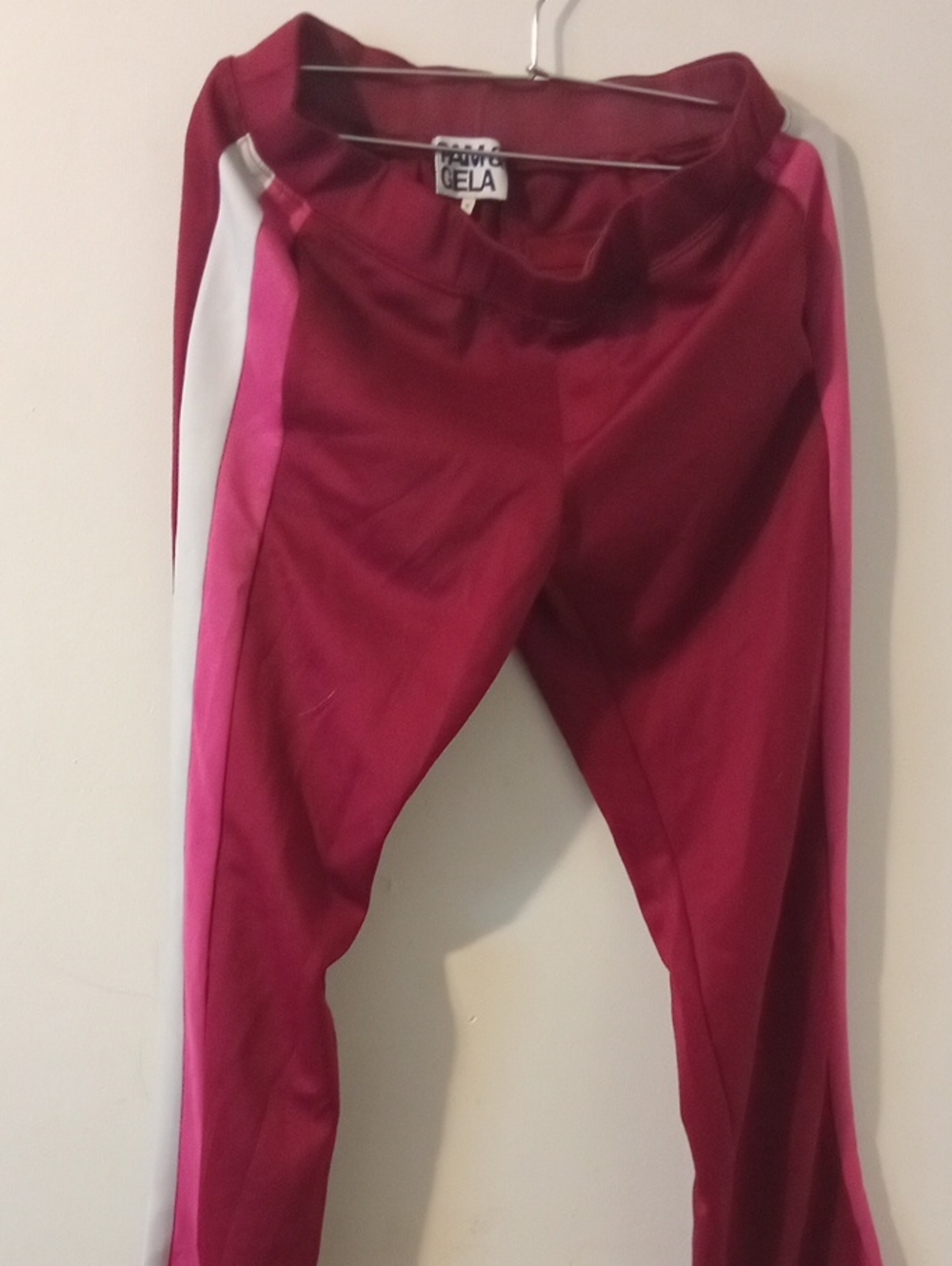 Pam & Gela Maroon Leggings with Pink and White Side Stripes